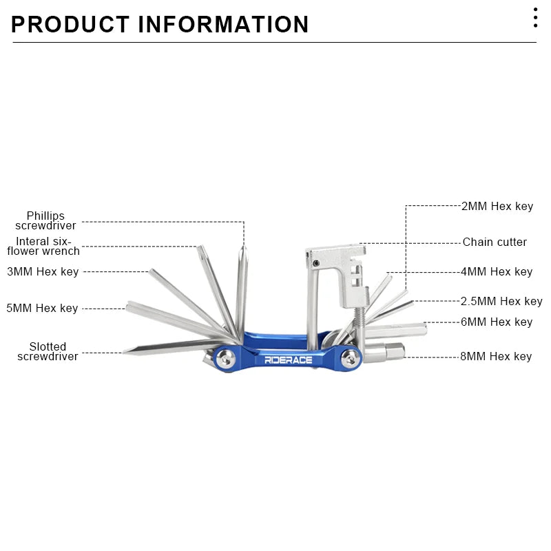 Multi Repair Tools Kit Portable Bicycle Tool Folding Allen Wrench Chain Splitter Cutter Bike Wrench Screwdriver Repair Tool