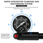 Bicycle Air Pump 300Psi High Pressure Schrader Presta Valve Bike Pump For Front Fork And Rear Suspension With Pressure Gauge