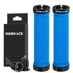 1Pair Bike Grip With End Cap Fixed Gear Lock-on Ring Mountain Bicycle Handlebar Grips Rubber Anti Slip Shock Absorbing MTB Cuffs