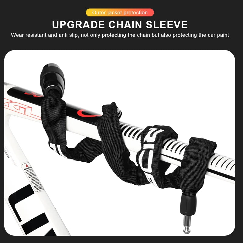Bicycle Chain Lock Metal Anti-Theft Security Reinforced Mountain Road Bike Chain Lock With 2 Keys For Motorcycle Scooter Padlock