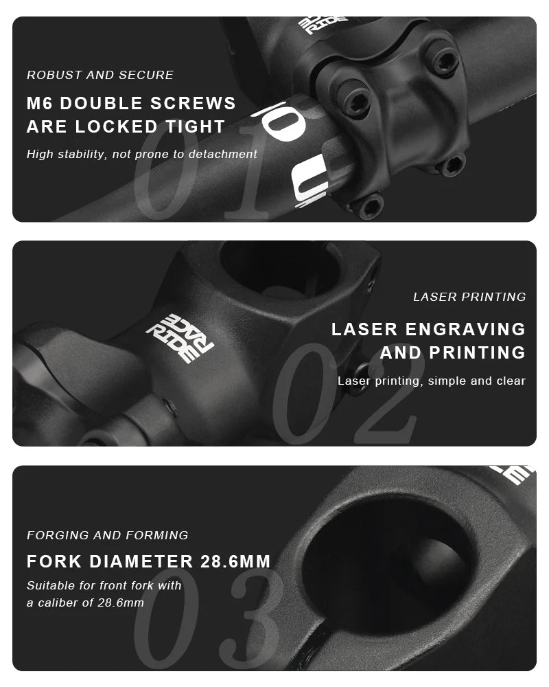 MTB Bike Handlebar Stem 7 Degree 60mm Length Road Bicycle Stem Aluminum 28.6 Front Fork Stem For 31.8mm Handlebar Cycling Parts