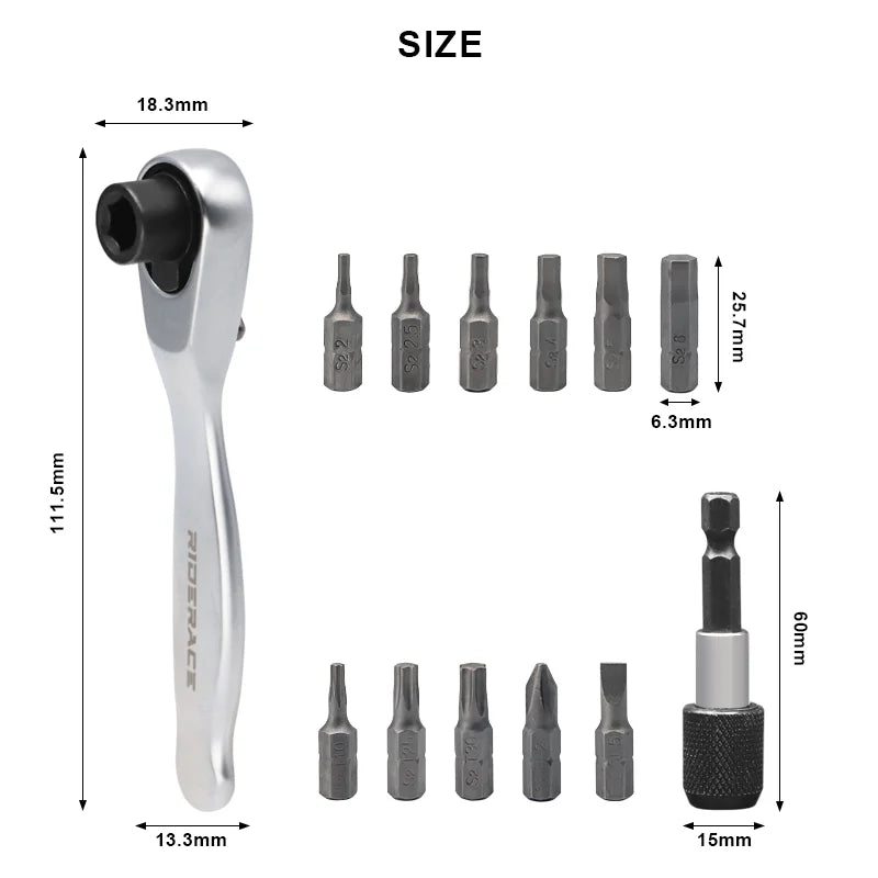 Bicycle Ratchet Spanner Set Quick Release Socket Repair Tools 1/4 Allen Key Wrench Screwdriver Hand Tool Bike Repair Accessories