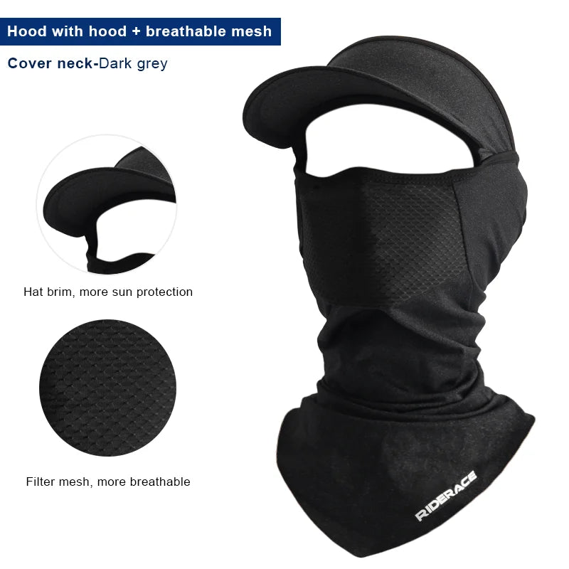 With Brim Cycling Headgear Ice Silk Sunscreen MTB Bike Hat Summer Cool Fishing Cap Breathable Full Face Mask Bicycle Equipment