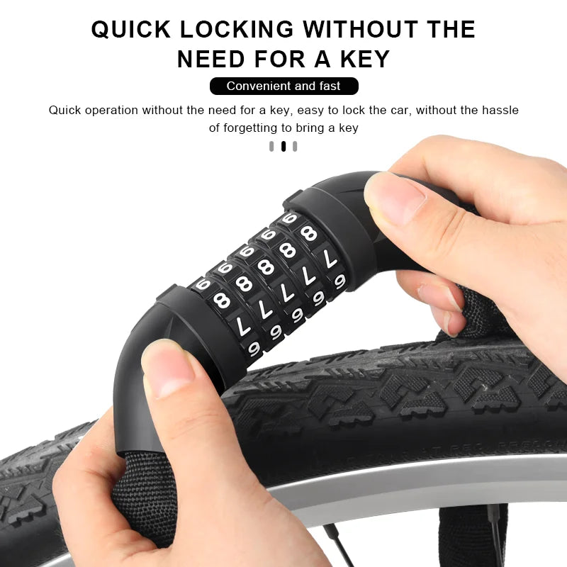 Bike Chain Lock 5-Digit Password High Security Anti-Theft Thicken Bicycle Password Lock Outdoor Cycling Accessories For Scooter