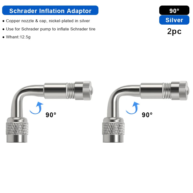 1/2/4pcs 45 90 135 Degree Angle Bent Valve Adaptor Bike Tyre Valve Extension Adapter Bicycle Tyre Valve Connector Accessories
