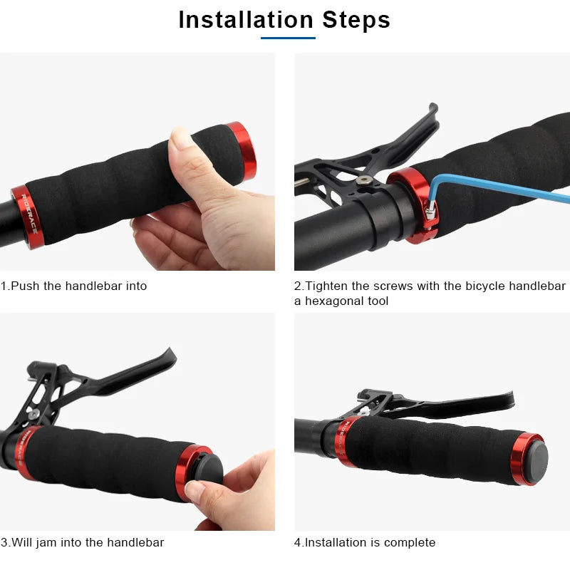 Bicycle Handlebar Cover High-Density Sponge Aluminum Alloy Lock Ring Mountain Bike Grip Ultraight Soft Anti-Skid Shock-Absorbing