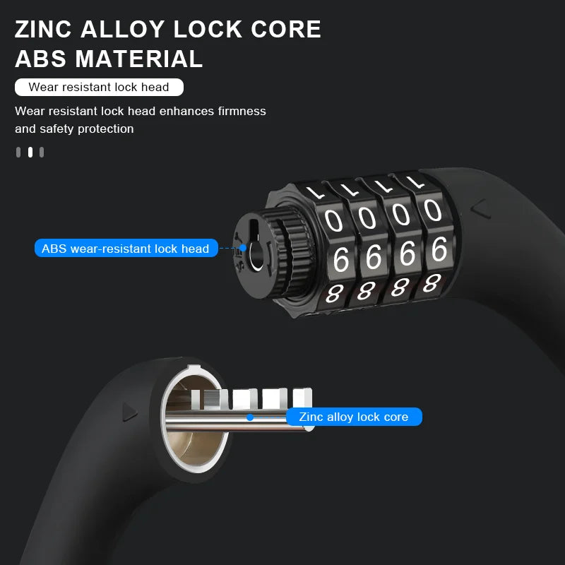 Bicycle Lock 4 Digit Password Bike Lock Waterproof Durable Outdoor Riding High Security Anti-Theft For Scooter Electric E-Bike