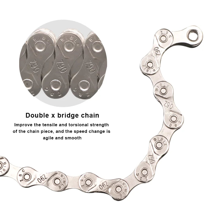 Bicycle Chain For Single/6-7-8/9/10/11/12 Speed Mountain Road Bike Chain MTB 24/27/30 Variable Speed Silver Cycling Accessories