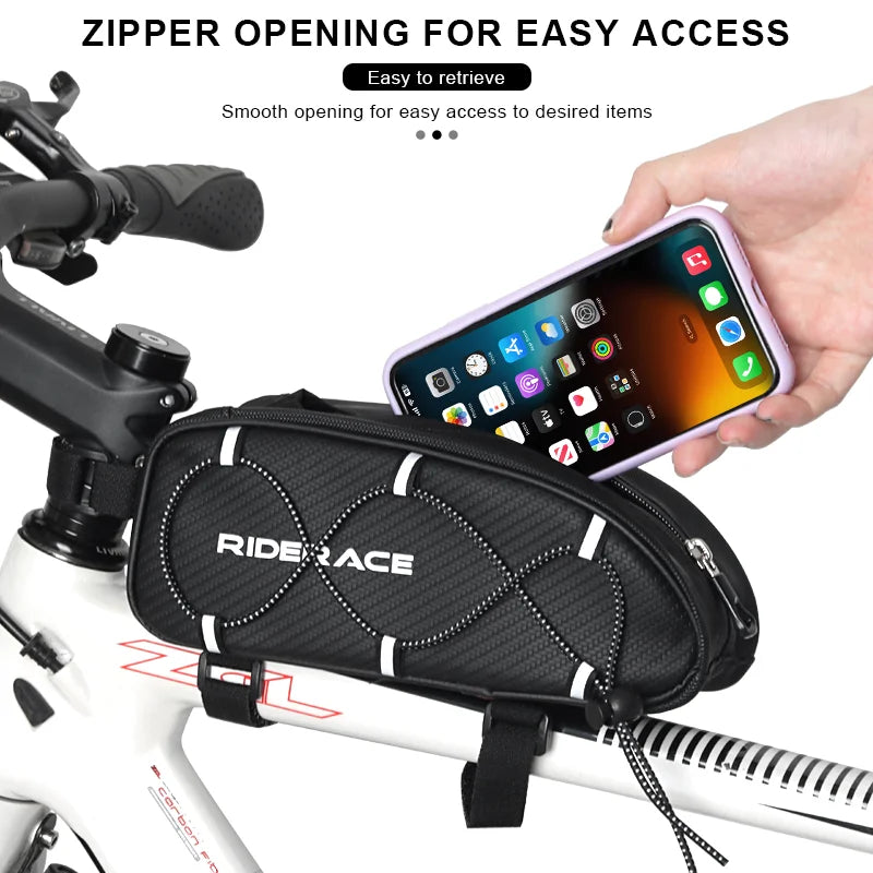 Bicycle Bag PU Rainproof Waterproof MTB Road Bike Top Tube Bag Portable Large Capacity Frame Pannier Outdoor Cycling Accessories