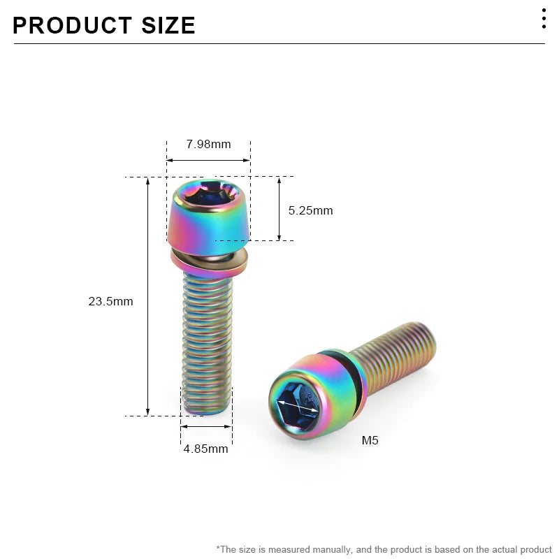 6Pcs Bicycle Handlebar Stem Screw With Washer M5*18mm Alloy Steel Hexagon Bolts MTB Road Bike Stem Bolts Colorful Fixing Screws