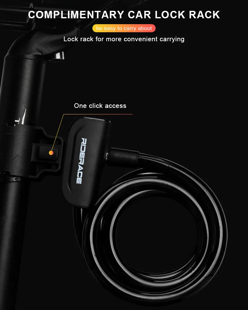 Portable Bicycle Lock Coiled Secure Keys Safety Anti-Theft Weathproof Scooter MTB Road Bike Lock With Bracket Steel Cable Lock