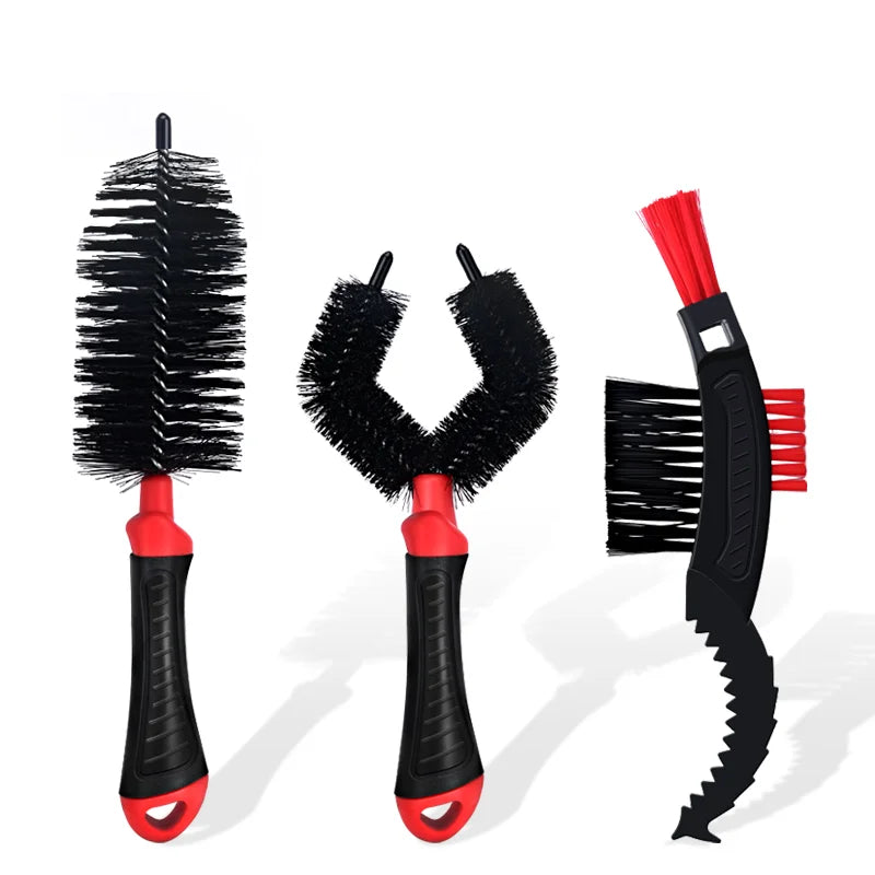 3Pcs Bicycle Cleaning Brush Kit Chain Scrubber Tool MTB Road Bike Tire Brush Cycling Scrubber Quick Washing Kit Cleaning Tools
