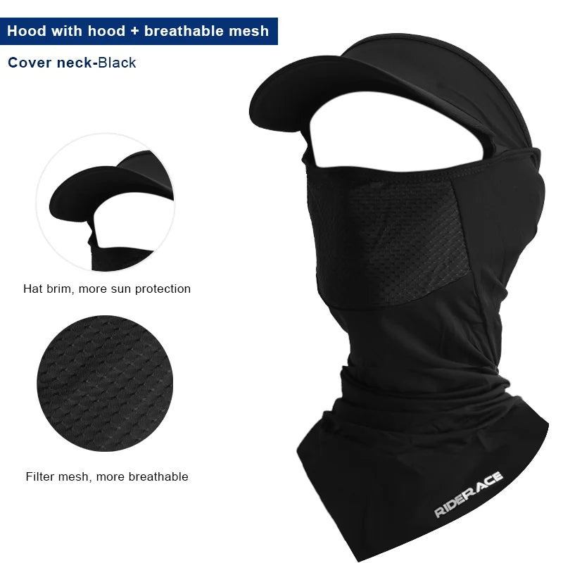 With Brim Cycling Headgear Ice Silk Sunscreen MTB Bike Hat Summer Cool Fishing Cap Breathable Full Face Mask Bicycle Equipment