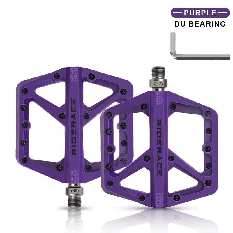 Bicycle Pedal Anti-Slip Ultralight Nylon DU Bearing For Road Mountain Bike Pedals Multicolor Flat Platform Cycling Accessories