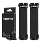 1Pair Bike Grip With End Cap Fixed Gear Lock-on Ring Mountain Bicycle Handlebar Grips Rubber Anti Slip Shock Absorbing MTB Cuffs