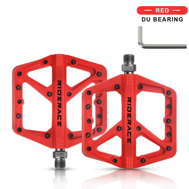 Bicycle Pedal Anti-Slip Ultralight Nylon DU Bearing For Road Mountain Bike Pedals Multicolor Flat Platform Cycling Accessories