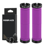 1Pair Bike Grip With End Cap Fixed Gear Lock-on Ring Mountain Bicycle Handlebar Grips Rubber Anti Slip Shock Absorbing MTB Cuffs