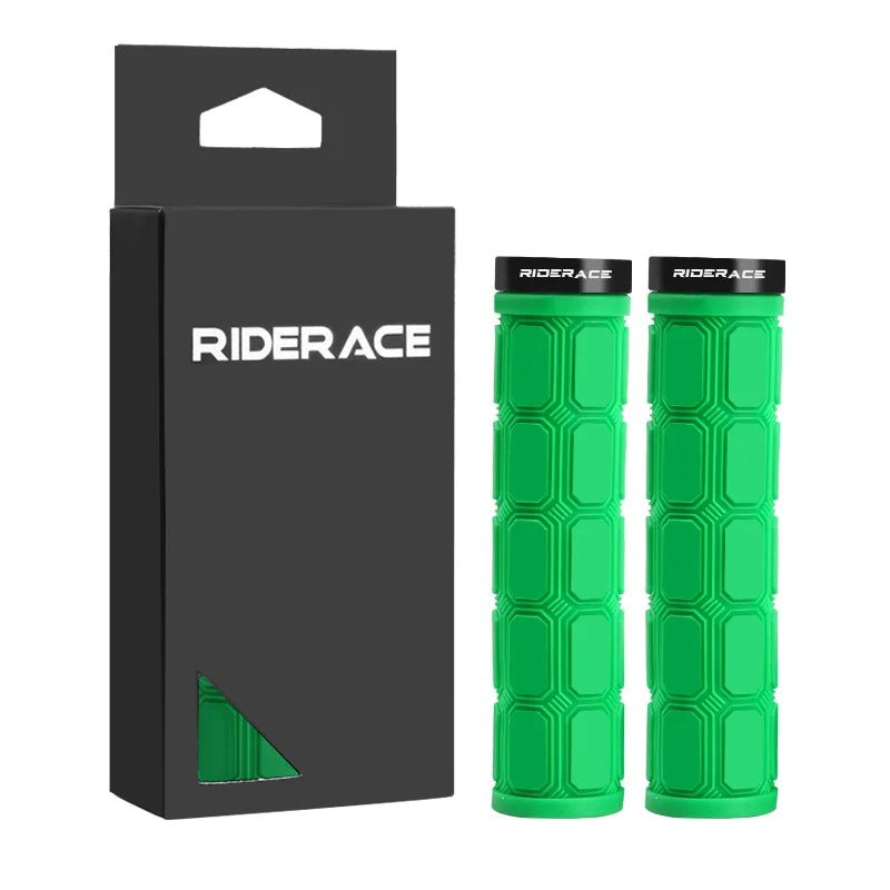 Bicycle Handlebar Grips Rubber Ergonomic Anti-Slip Shock Absorption Mountain Bike Handlebar Cover Aluminum Alloy Lock Ring