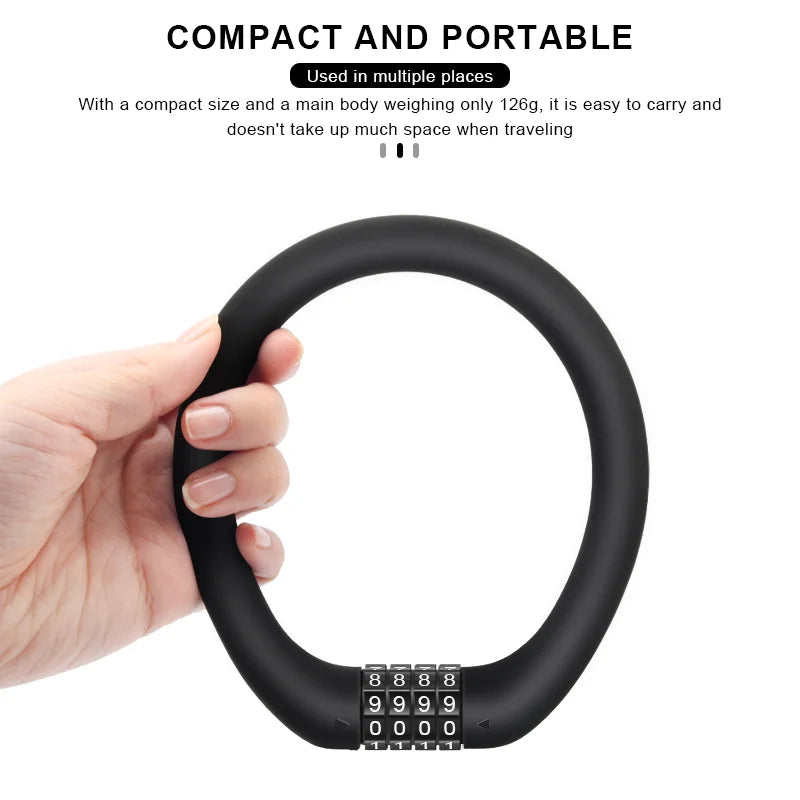 Bicycle Lock 4 Digit Password Bike Lock Waterproof Durable Outdoor Riding High Security Anti-Theft For Scooter Electric E-Bike