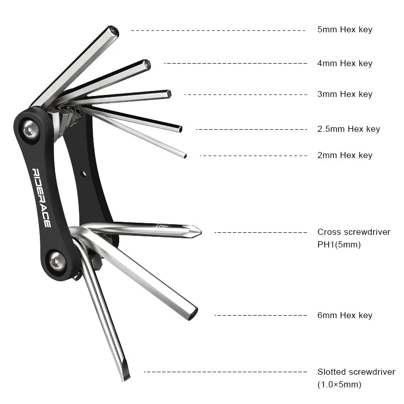 8 In 1 Bicycle Hex Spoke Wrench CR-V Steel Multifunction Portable MTB Road Bike Wrench Screwdriver Foldable Cycling Repair Tools
