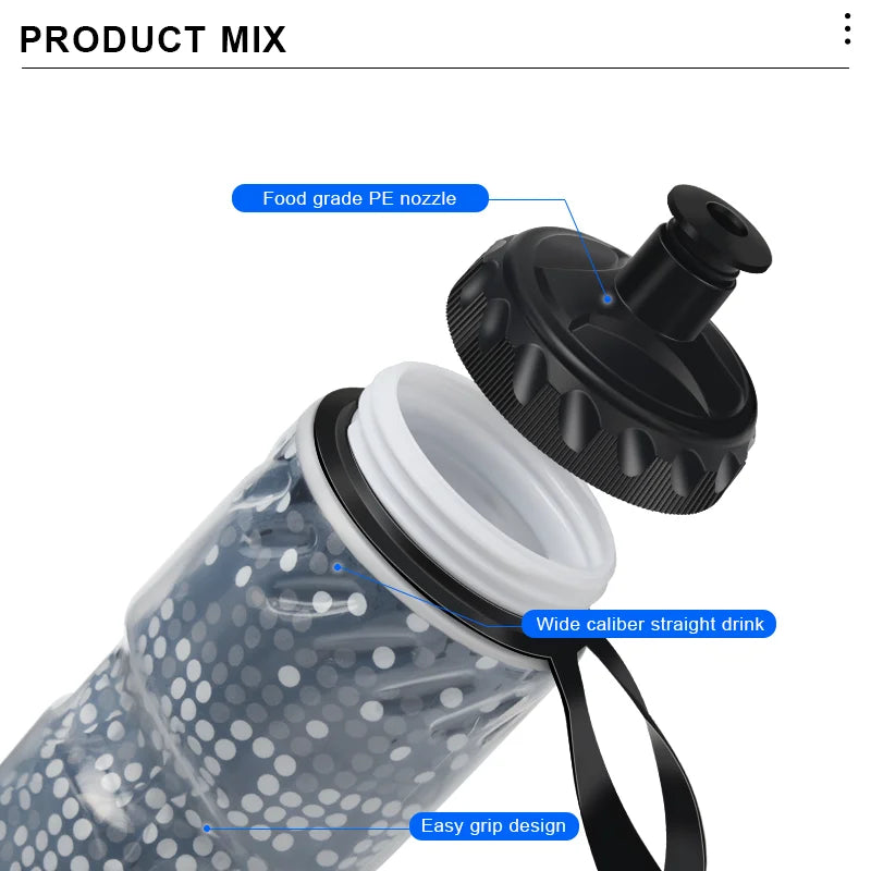 Bicycle Water Bottle Dual Layer Thermal Keep Hot Cold Portable MTB Road Bike Sport Water Bottle Outdoor Riding Cycling Equipment