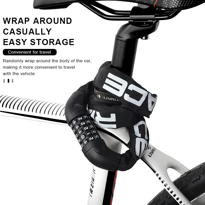 Bike Chain Lock 5-Digit Password High Security Anti-Theft Thicken Bicycle Password Lock Outdoor Cycling Accessories For Scooter