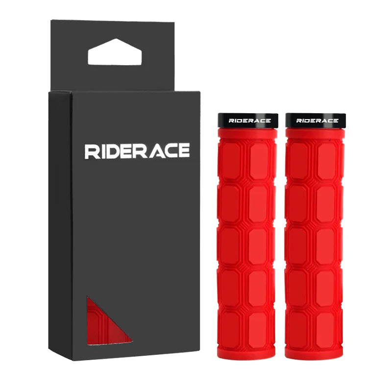 Bicycle Handlebar Grips Rubber Ergonomic Anti-Slip Shock Absorption Mountain Bike Handlebar Cover Aluminum Alloy Lock Ring