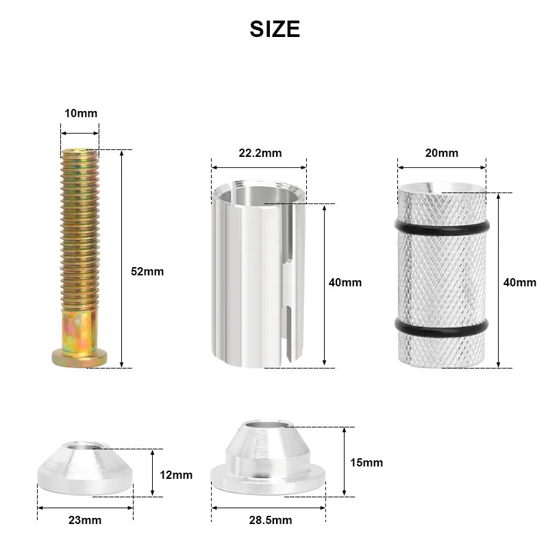 Bicycle Headset Expander Stem Top Cap 1-1/8" Aluminum Alloy Adjuster Expansion Bolt Bike Front Fork Expansion Screw 22-25mm