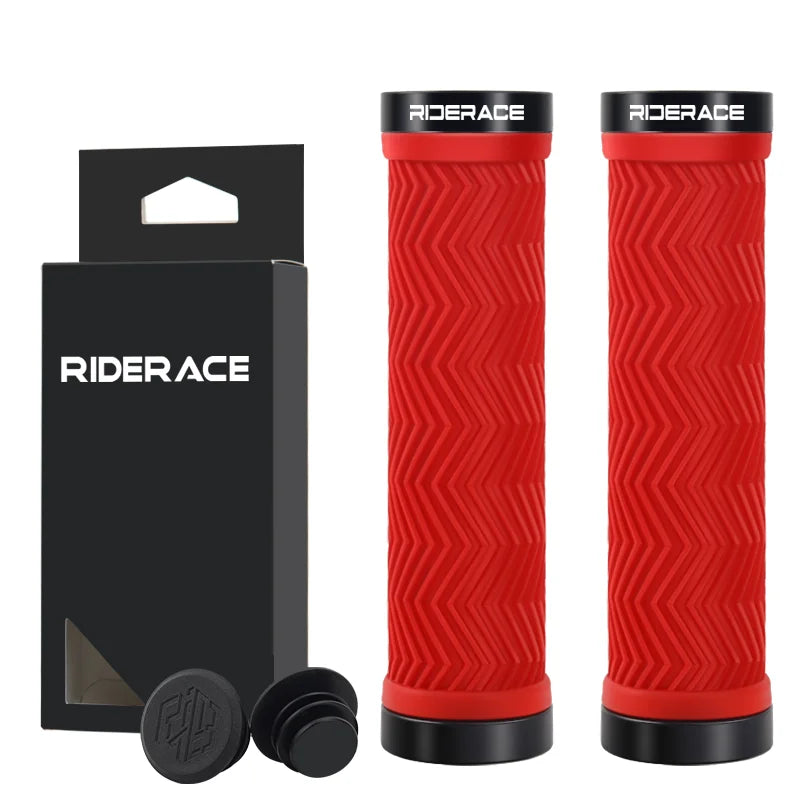 MTB Bike Handlebar Grips TPR Rubber Non-slip Comfortable Aluminum Alloy Lock On Bicycle Handlebar Cover Cycling Accessories