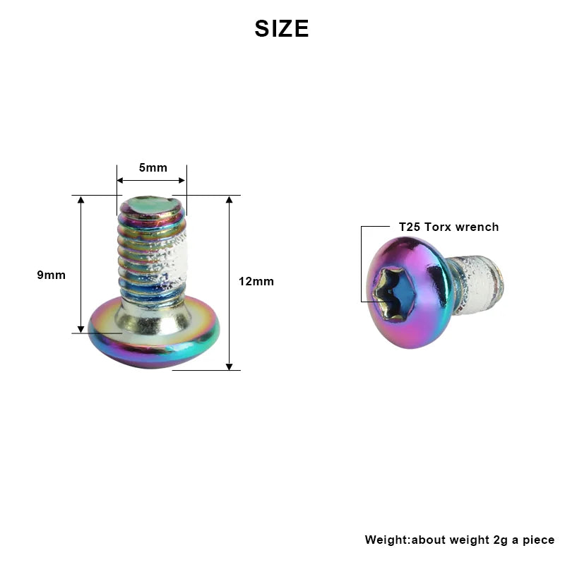 12Pcs Bicycle Disc Brake Screw M5X10mm T25 Plating Titanium Colorful MTB Bike Color Non-slip Disc Screw Cycling Accessories