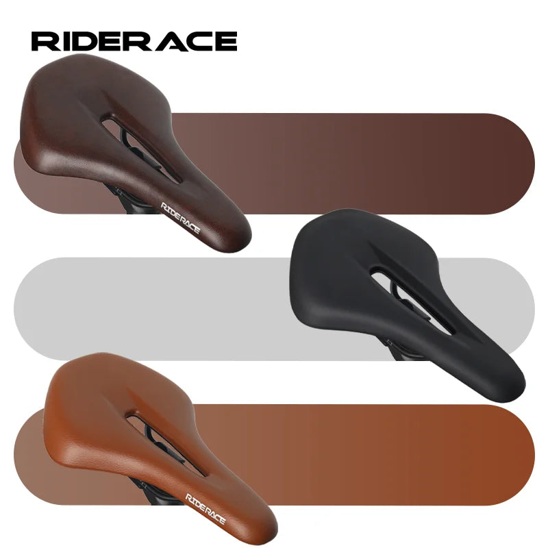 Bike Saddle PU Leather Comfortable Soft MTB Road Bicycle Seat One-Piece Hollow Breathable Shockproof Outdoor Cycling Cushion