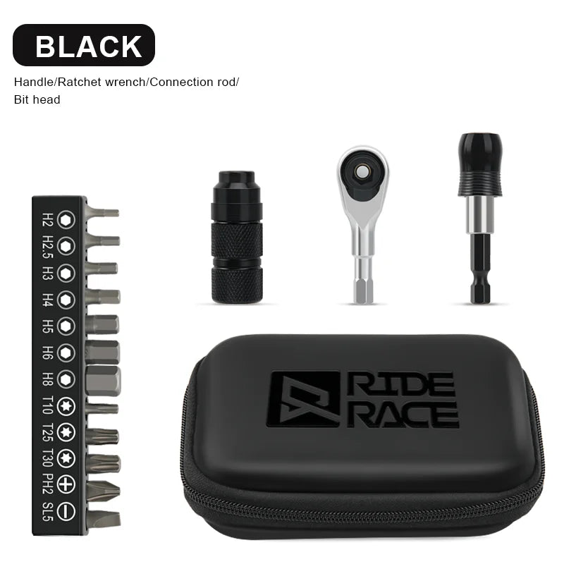 Ratchet Wrench Tool Set For Bicycle Multi-Function Tool Bike Allen Key Spanner Torque Ratchet Wrench 1/4 Inch T25 Screwdriver