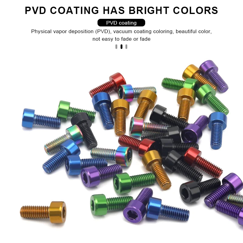 M5X12mm Bike Bottle Cages Bolts Alloy Steel Colorful Hex Head Bicycle Water Bottle Cage Screws Cycling Air Pump Fixed Bolts