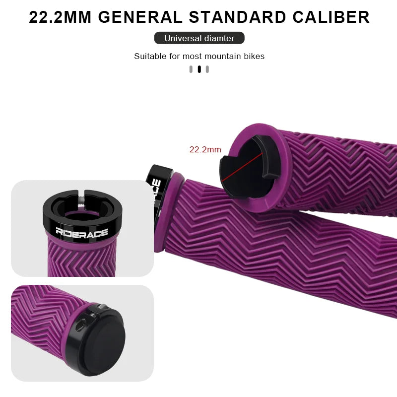 Bicycle Handlebar Grips Non-Slip Shockproof Comfortable Rubber Mountain Bike Handlebar Cover Ergonomic MTB Cuffs Lock On Ring