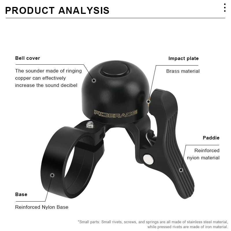 Bicycle Bell Copper Alarm Loud Crisp Clear Road Bike Handlebar Ring Warning Alarm For Safety Left Right Bell Cycling Accessories