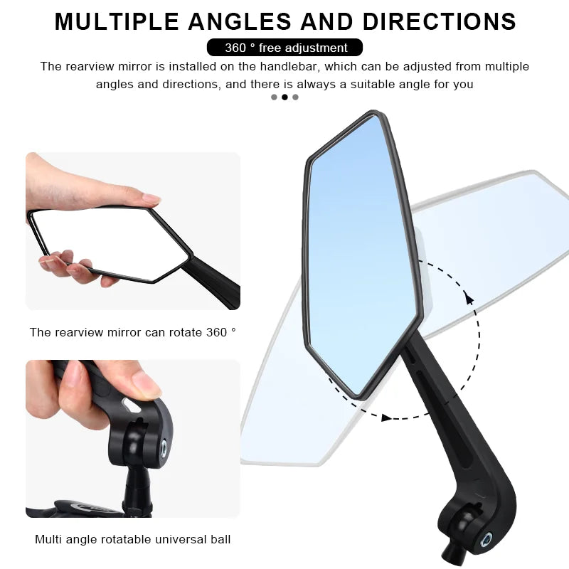 Bicyle Rear View Mirror Two-Color Wide Angle Reflector Clear Wide Range Bike Rearview Mirrors Cycling Flexible Left Right Mirror