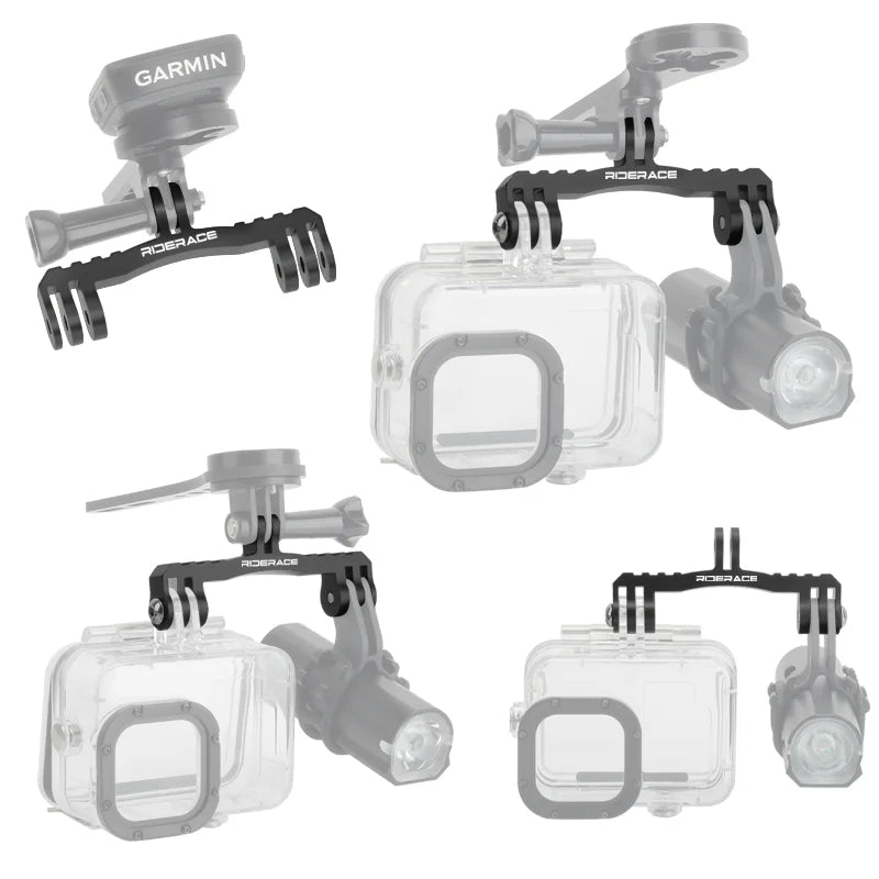 Bicycle Computer Mount Holder Aluminum Alloy Bike Camera Light Mount Dual Bracket For Gopro Hero 11/10/9/8/7/6/5 Stand Adapter