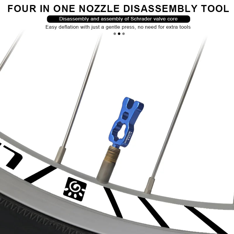 Bicycle Valve Wrench 4 In 1 Multifunction Aluminum Alloy Bike Valve Core Wrench Schrader/Presta Valve Core Removal Install Tool