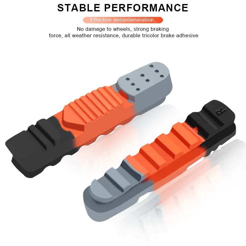 Bicycle Brake Pads Rim Drawer-Type Three-Color Brake Pad Rubber Replacement Road Bike Braking C-Brake With Mud Trough Silent