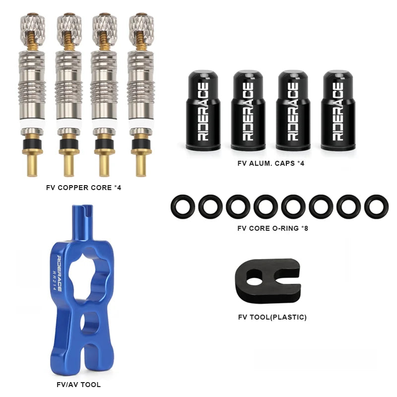 Bicycle Presta Tubeless Valve Core Kit Removable Aluminum Alloy Presta Valve Stem Caps Bike Tubeless Tire Valve Repair Tools