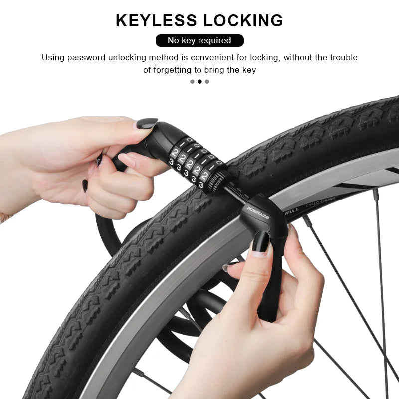 Bike Anti-Theft Lock 4/5 Digit Password Portable Security Steel Chain Lock Road Bicycle Password Cable Lock Cycling Equipment