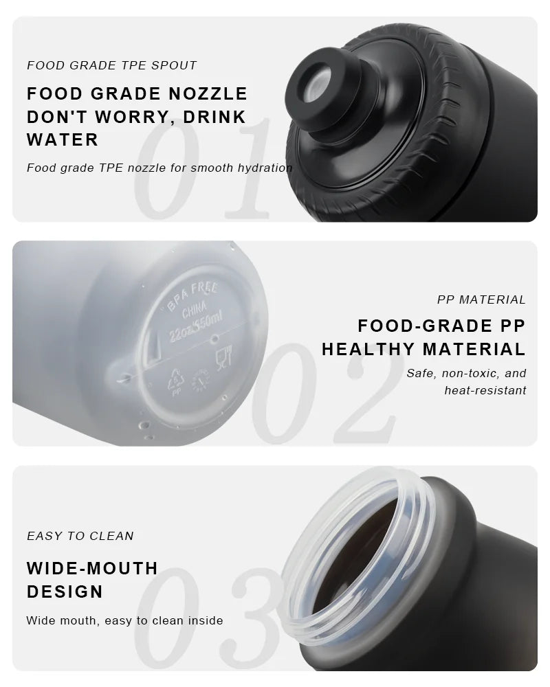 Cycling Water Bottle PP5 Taste-Free Lightweight Outdoor Sports Squeeze Kettle Bicycle Water Bottle Portable Bike Drink Cup