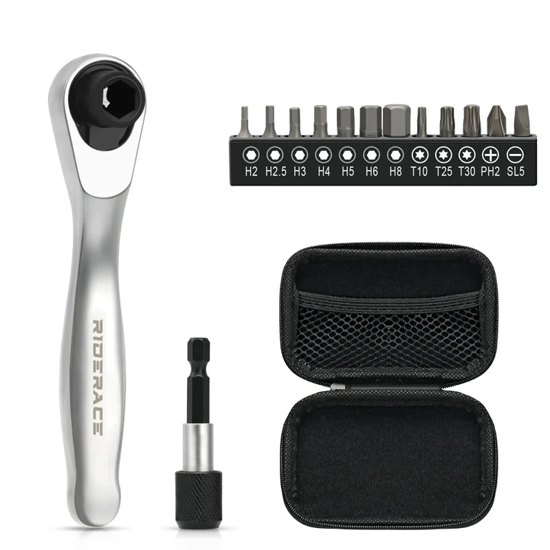 Mini Bike Ratchet Wrench 1/4 Drive Ratchet Handle Quick Release Socket Spanner Screwdriver Bit Tool Bicycle Allen Key Spanner