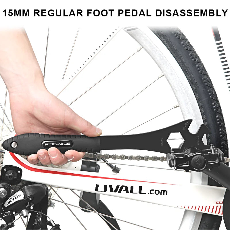 Bicycle Pedal Wrench Extra Long Handle Stainless Steel Sturdy Durable Bike Pedals Install Remover Removal Replace Repair Tool