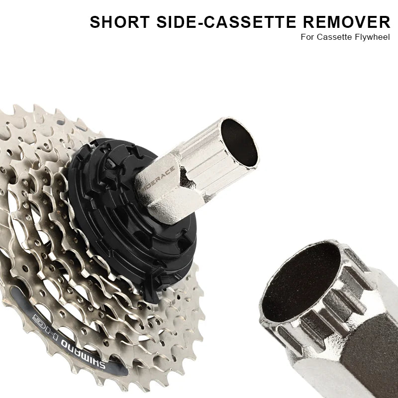 Bicycle Flywheel Removal Tool Kit 2 In 1 Cassette Freewheel Flywheel Remover Sprocket Extractor 12 Teeth Bike Chain Repair Tools