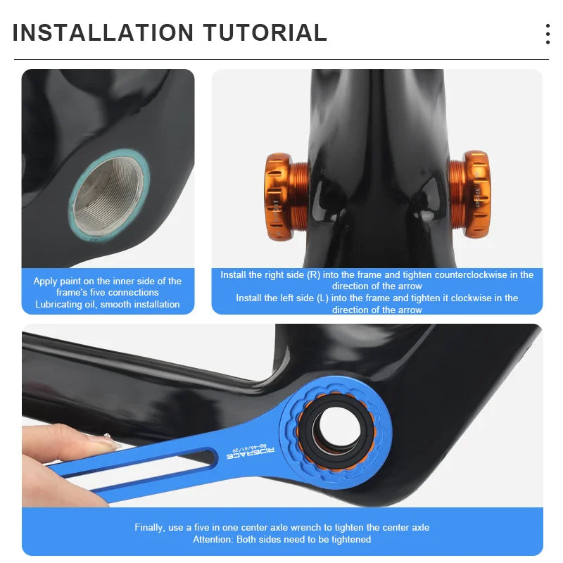 6 In 1 Bicycle Bottom Bracket Extractor Tool Aluminum Alloy Bike Hollow Integrated BB Center Axle Wrench For OD 39 41 44 46 49mm