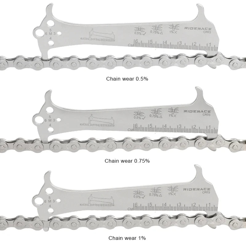 Bicycle Chain Wear Indicator Ruler Stainless Steel MTB Road Bike Chain Gauge Measurement Checker Repair Tool Replacement Tool