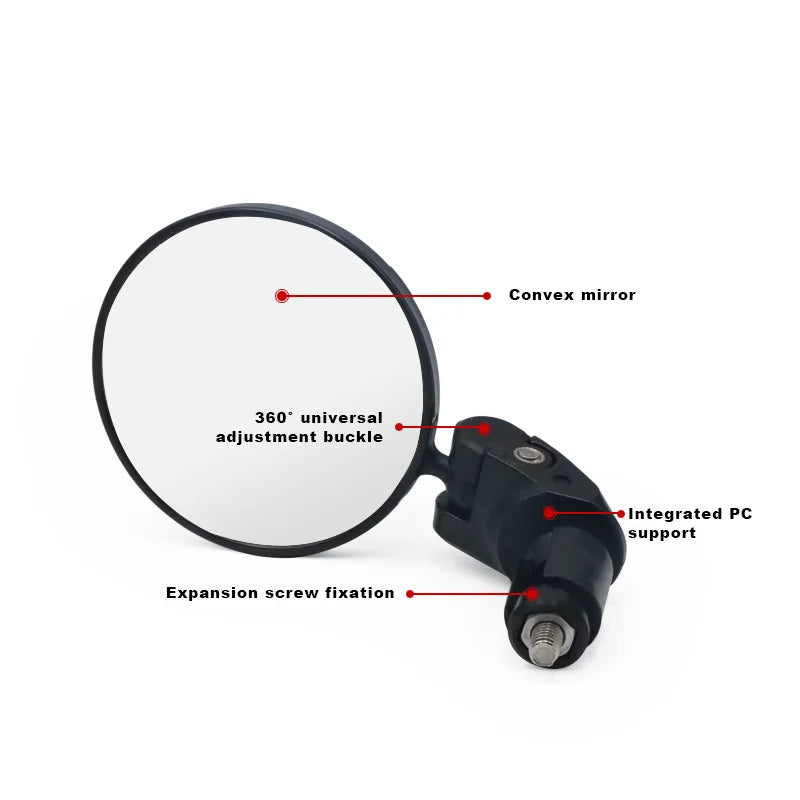 Bicycle Rearview Mirror Bar End Mirror 360° Rotating Adjustable Wide-Angle Clear Bike Handlebar Rear View Mirrors Reflector