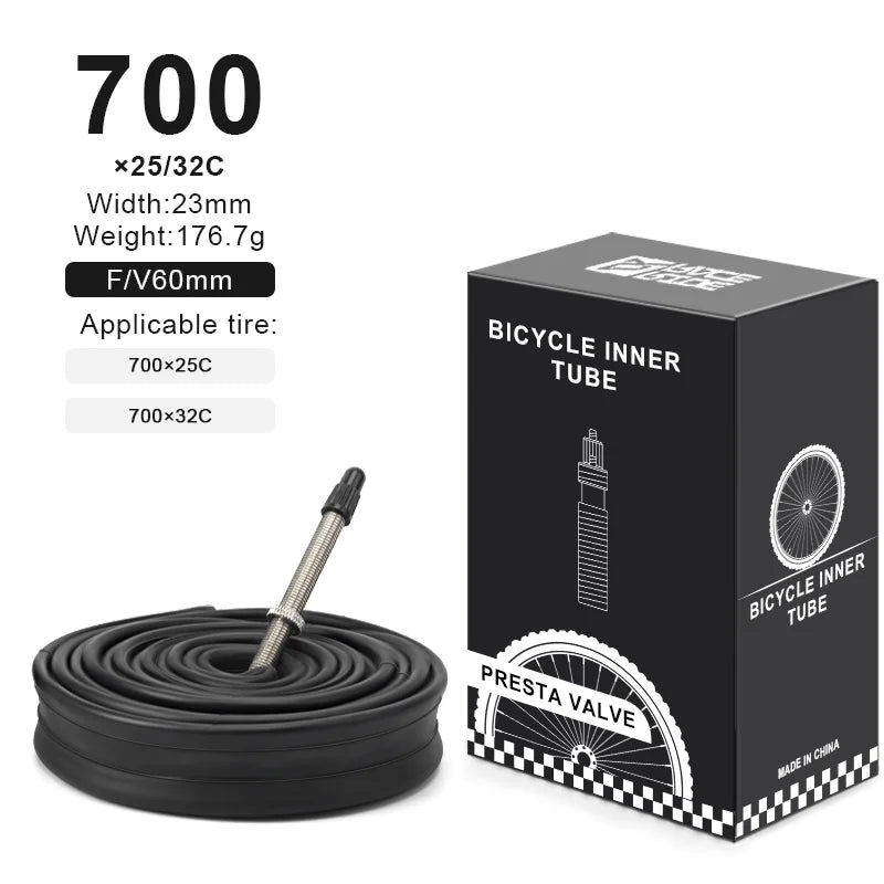 2Pcs Bicycle Inner Tube For AV FV Schrader Presta Valve 700C 18 23 25 28 32 35 43C 48/60mm Bike Inner Tube Cycling Accessories