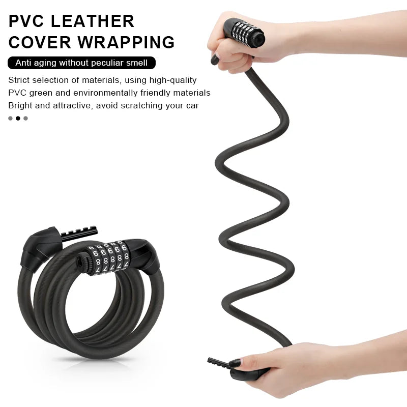 Bike Anti-Theft Lock 4/5 Digit Password Portable Security Steel Chain Lock Road Bicycle Password Cable Lock Cycling Equipment